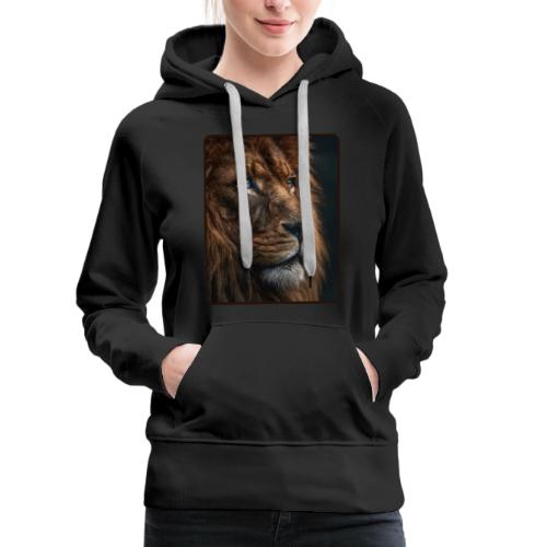 Lion Portrait Majestic Wildlife Design - Women's Premium Hoodie