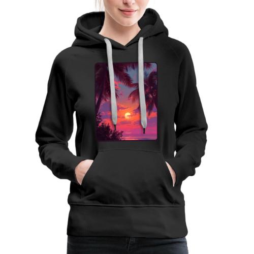 Tropical Sunset Palm Silhouette Design - Women's Premium Hoodie