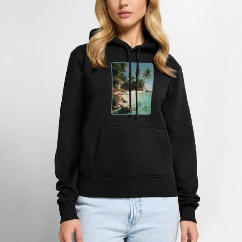 Serene Tropical Beach Floral Design - Women's Premium Hoodie