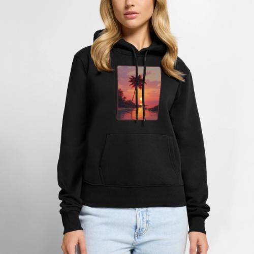 Tropical Beach Sunset Palm Design - Women's Premium Hoodie