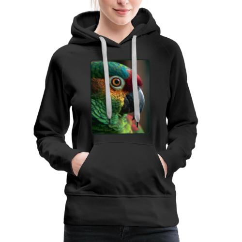 Colorful Parrot Close-Up Design - Women's Premium Hoodie