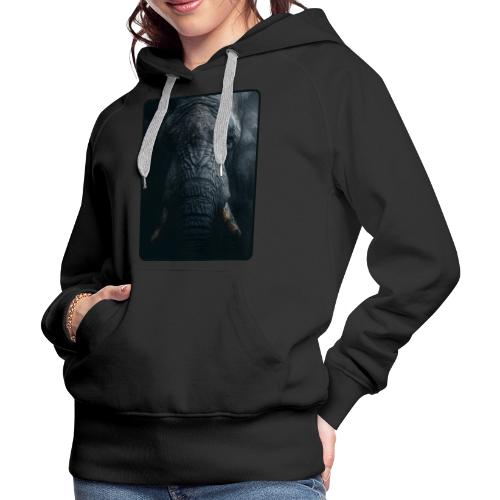 Shadow Elephant Intense Eyes Design - Women's Premium Hoodie