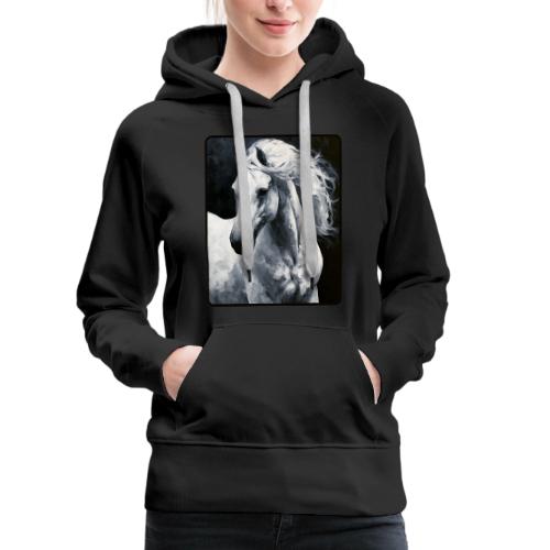 White Horse Oil Painting Design - Women's Premium Hoodie