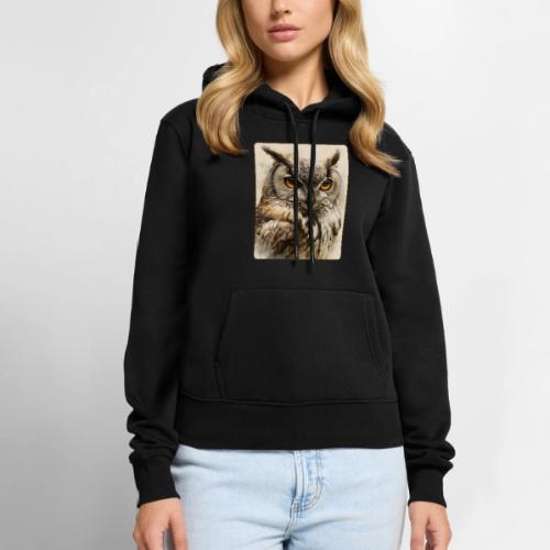 Great Horned Owl Watercolor Design - Women's Premium Hoodie