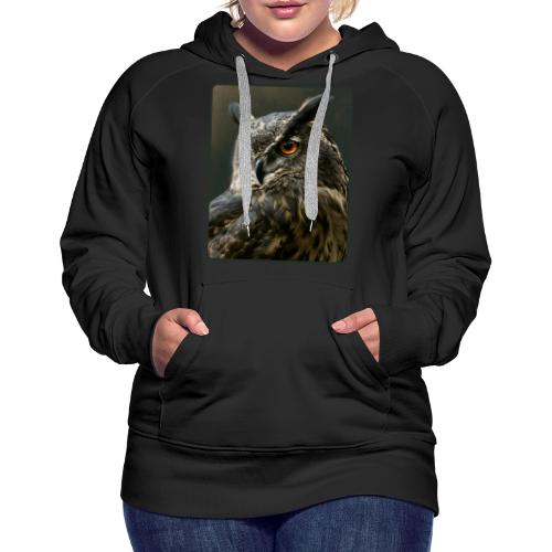 Eurasian Eagle Owl Portrait Design - Women's Premium Hoodie