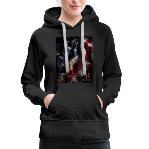 USA: Worn Stars and Stripes - Women's Premium Hoodie