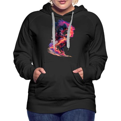 Flaming Ninja Warrior Fantasy Design - Women's Premium Hoodie