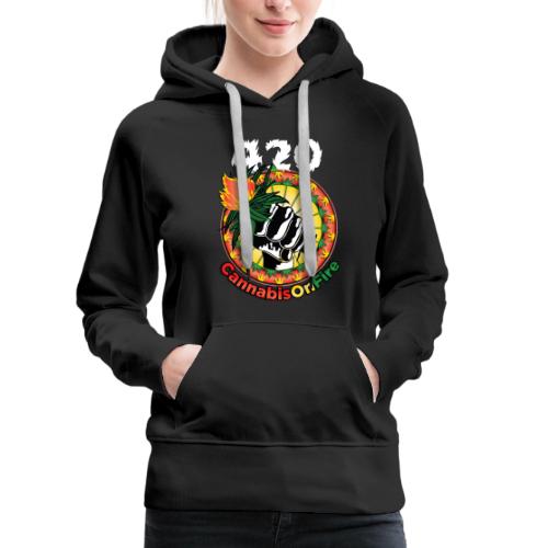 Whimsical 420 OnFire Time Weed Marijuana Design - Women's Premium Hoodie