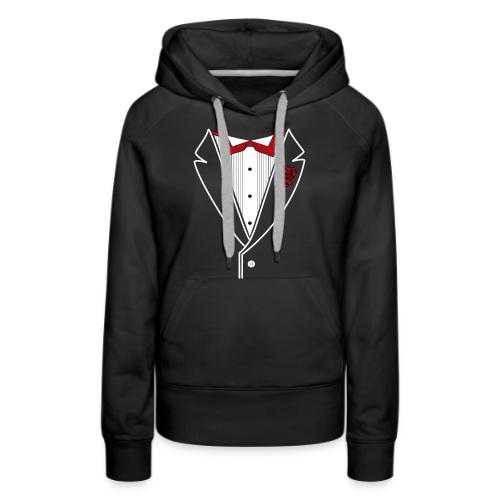 Tuxedo Shirt with Red bowtie - Women's Premium Hoodie