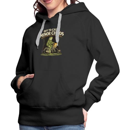 Minor Chaos Vintage Frog and Cat on Bicycle - Women's Premium Hoodie