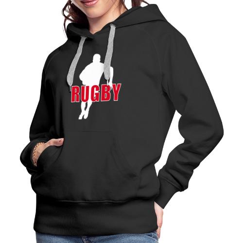 Bold Rugby Action Silhouette - Women's Premium Hoodie