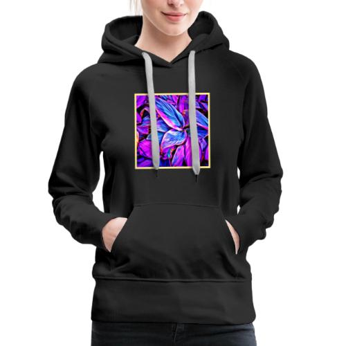 Vibrant Neon Foliage Pattern - Women's Premium Hoodie
