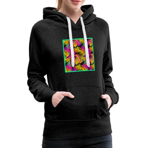 Chic Neon Leaf Lively Design - Women's Premium Hoodie