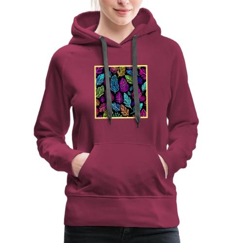 Luminous Foliage Tapestry: Neon Leaves Symphony - Women's Premium Hoodie