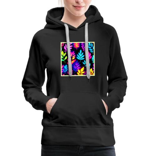 Neon Leaves Abstract Pattern - Women's Premium Hoodie
