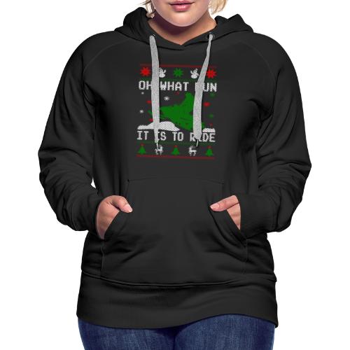 Oh What Fun Snowmobile Ugly Sweater style - Women's Premium Hoodie
