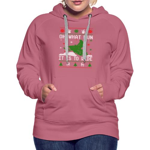 Oh What Fun Snowmobile Ugly Sweater style - Women's Premium Hoodie