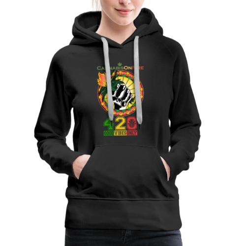 Charming Cannabis On Fire 420 Weed Marijuana - Women's Premium Hoodie
