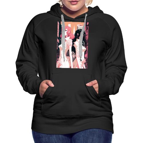 Pink and Black - Cyberpunk Illustrated Portrait - Women's Premium Hoodie