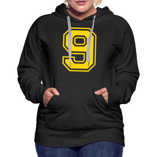Number 9 in a classic athletic collegiate font - Women's Premium Hoodie
