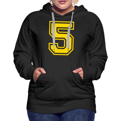 Number 5 in a classic athletic collegiate font - Women's Premium Hoodie