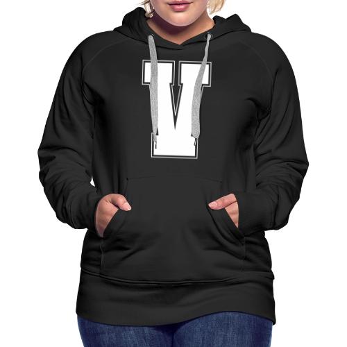 White Letter V – Varsity Alphabet Monogram - Women's Premium Hoodie