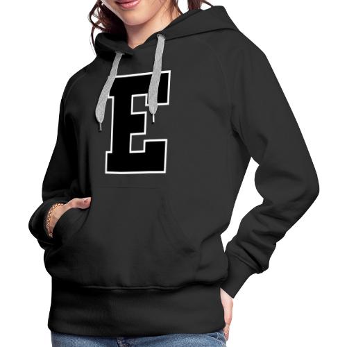 Varsity Letter E Collegiate Font Graphic - Women's Premium Hoodie
