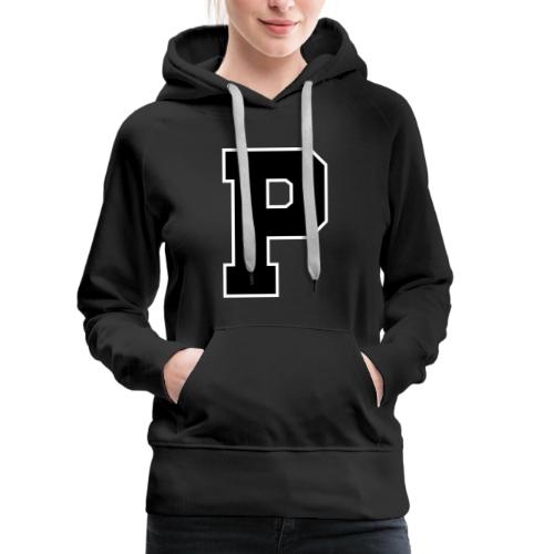 Varsity Letter P Athletic Alphabet Design - Women's Premium Hoodie