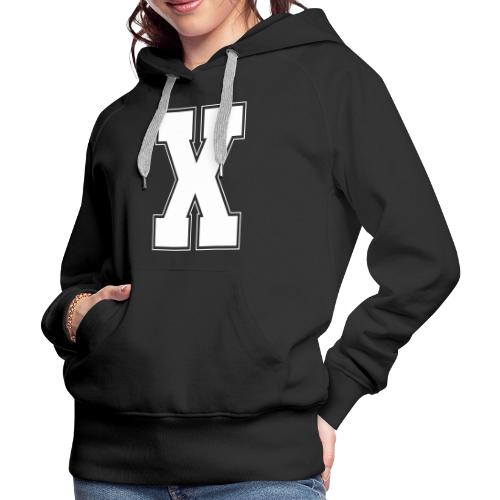 White Letter X – Varsity Alphabet Monogram - Women's Premium Hoodie