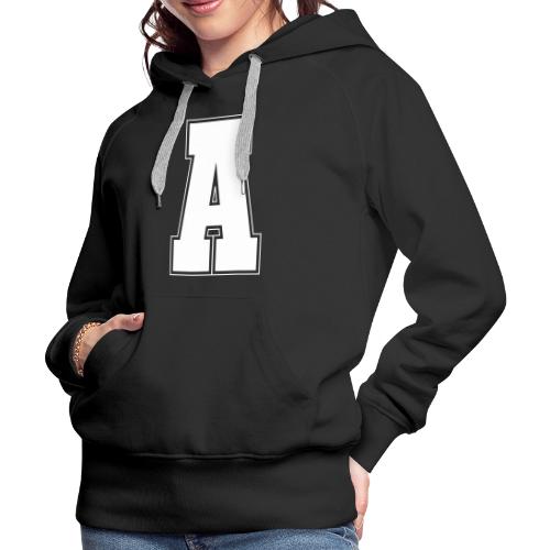 White Letter A – Varsity Alphabet Monogram - Women's Premium Hoodie