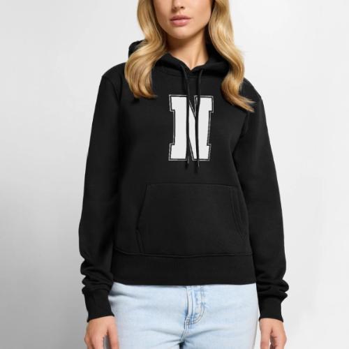 White Letter N – Varsity Alphabet Monogram - Women's Premium Hoodie