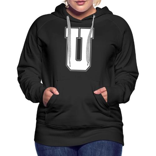 White Letter U – Varsity Alphabet Monogram - Women's Premium Hoodie