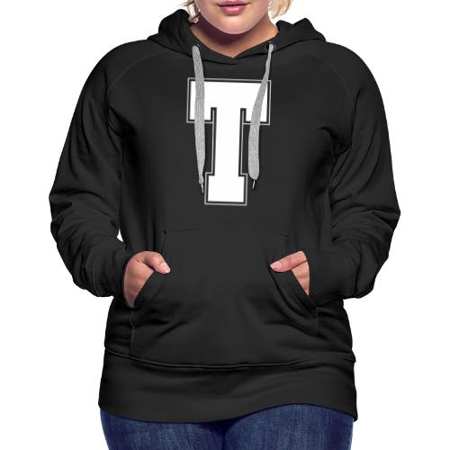 White Letter T – Varsity Alphabet Monogram - Women's Premium Hoodie