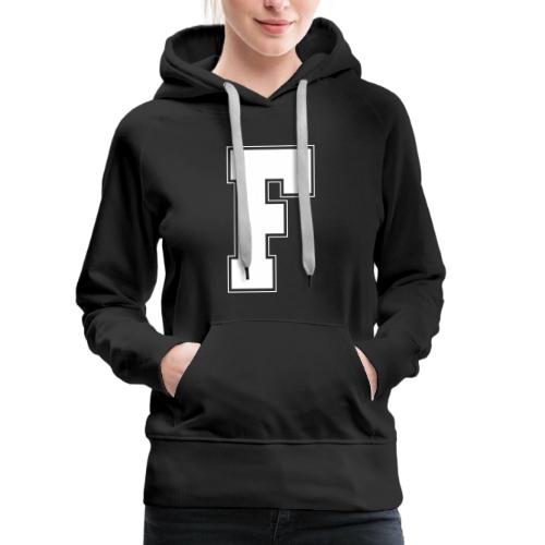 White Letter F – Varsity Alphabet Monogram - Women's Premium Hoodie