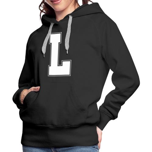 White Letter L – Varsity Alphabet Monogram - Women's Premium Hoodie