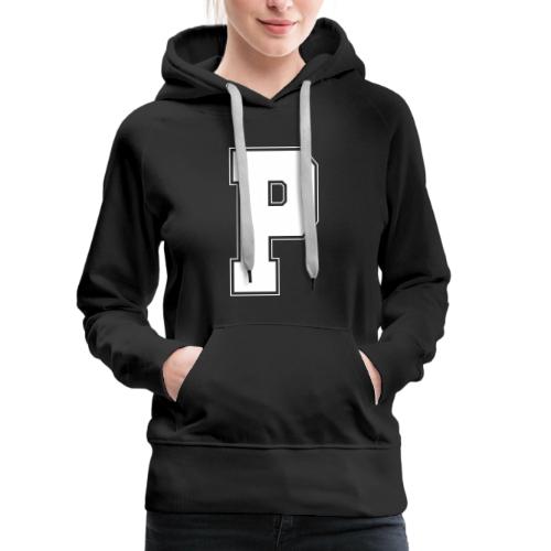 White Letter P – Varsity Alphabet Monogram - Women's Premium Hoodie