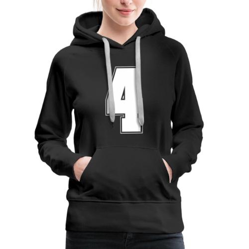 White Number 4 – Varsity Font - Women's Premium Hoodie