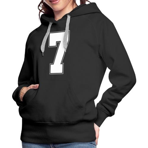 White Number 7 – Varsity Font - Women's Premium Hoodie