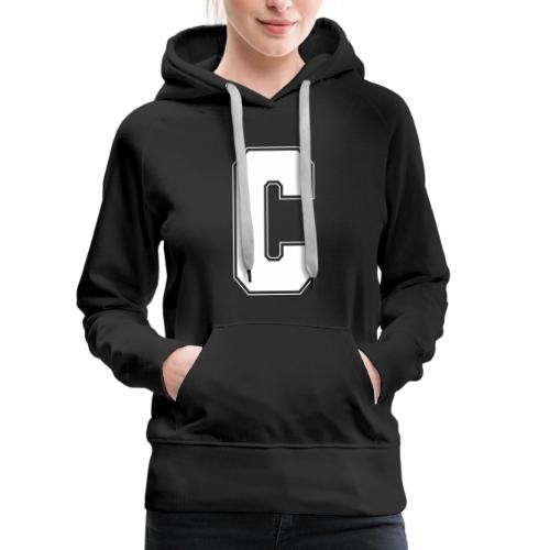 White Letter C – Varsity Alphabet Monogram - Women's Premium Hoodie