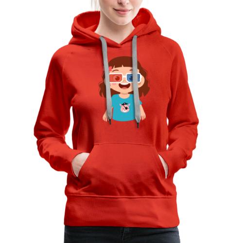 Girl red blue 3D glasses doing Vision Therapy - Women's Premium Hoodie