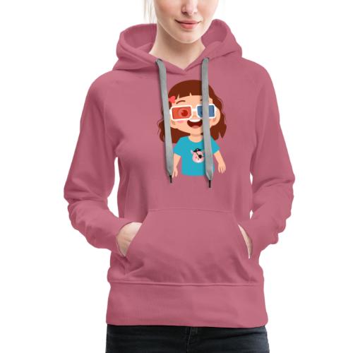 Girl red blue 3D glasses doing Vision Therapy - Women's Premium Hoodie