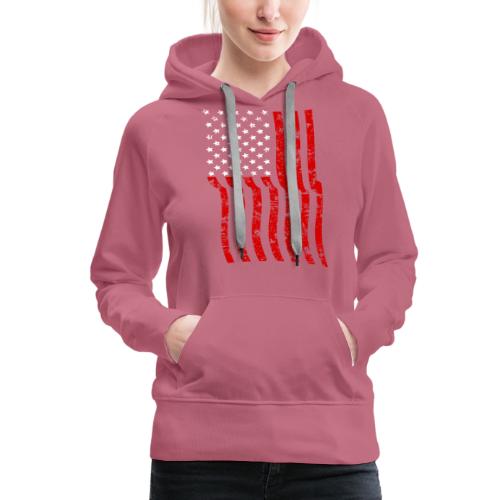 Vintage Waving USA Flag Patriotic T-Shirts Design - Women's Premium Hoodie