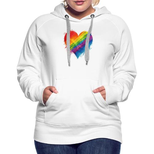 Watercolor Rainbow Pride Heart - LGBTQ LGBT Pride - Women's Premium Hoodie