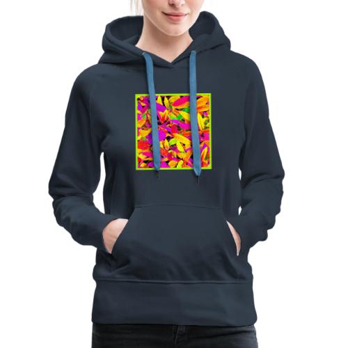 Vibrant NeonLeaf Elegance Pattern - Women's Premium Hoodie