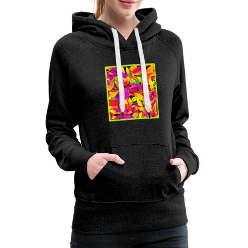 Vibrant NeonLeaf Elegance Pattern - Women's Premium Hoodie