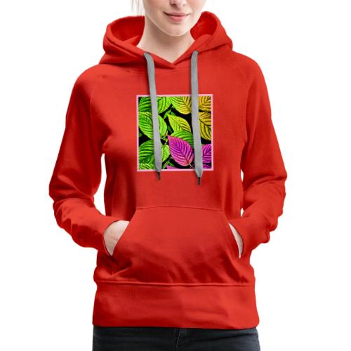 Stunning Neon Leaves Pattern - Women's Premium Hoodie