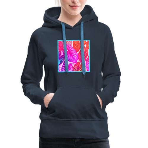Color Burst Leaves Neon Elegance - Women's Premium Hoodie