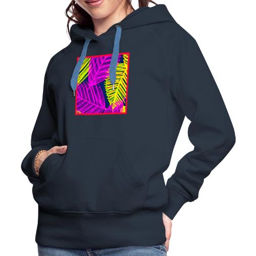 Neon Leaf Delight Chromatic Art - Women's Premium Hoodie