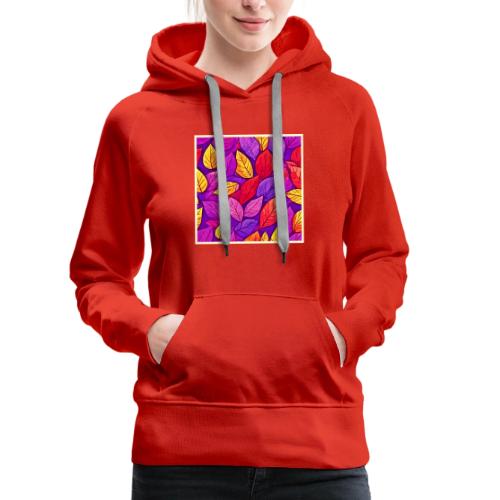 Colorful Cartoon Foliage: Purple & Yellow - Women's Premium Hoodie