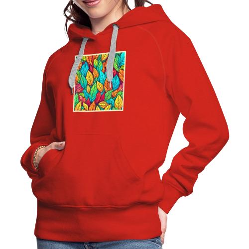 Vibrant Cartoon Leaves Art - Women's Premium Hoodie